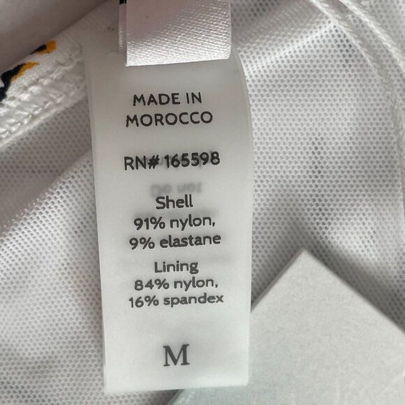 Demi Moore x Andie Tropez Bikini Swim Bottom Women Medium White Lined Tropical - Picture 5 of 7